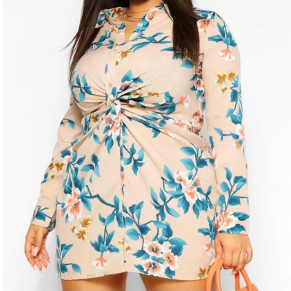Plus Floral Twist Front Shirt WORN ONCE